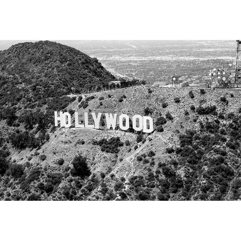 The Hollywood sign located in Los Angeles, California Black Modern Wood Framed Art Print by Highsmith, Carol