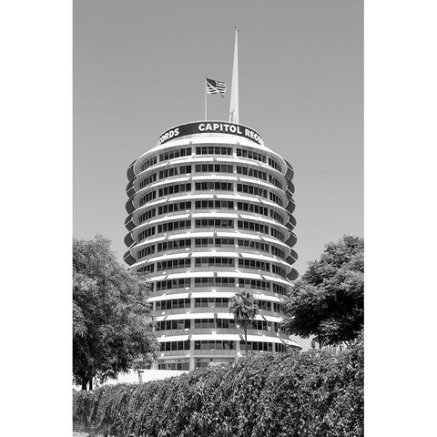 The Capitol Records Tower Los Angeles California Black Modern Wood Framed Art Print by Highsmith, Carol