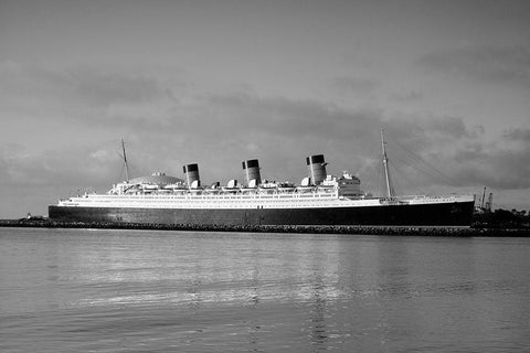 Queen Mary ship Long Beach California Black Ornate Wood Framed Art Print with Double Matting by Highsmith, Carol