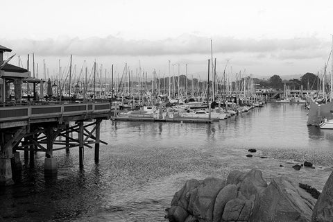 Old Fishermans Wharf Monterey California Black Ornate Wood Framed Art Print with Double Matting by Highsmith, Carol