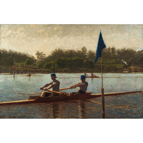 The Biglin Brothers Turning the Stake Black Modern Wood Framed Art Print with Double Matting by Eakins, Thomas