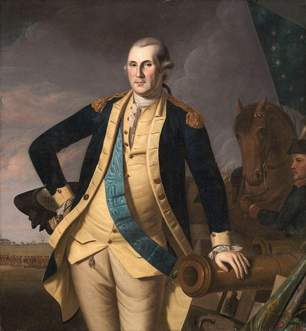 George Washington at the Battle of Princeton Black Ornate Wood Framed Art Print with Double Matting by Peale, Charles Willson