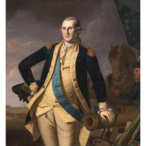 George Washington at the Battle of Princeton Black Modern Wood Framed Art Print with Double Matting by Peale, Charles Willson