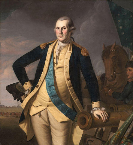 George Washington at the Battle of Princeton White Modern Wood Framed Art Print with Double Matting by Peale, Charles Willson