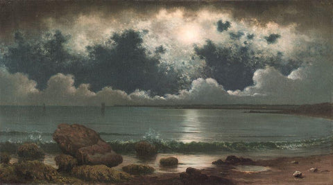 Point Judith Rhode Island Black Ornate Wood Framed Art Print with Double Matting by Heade, Martin Johnson