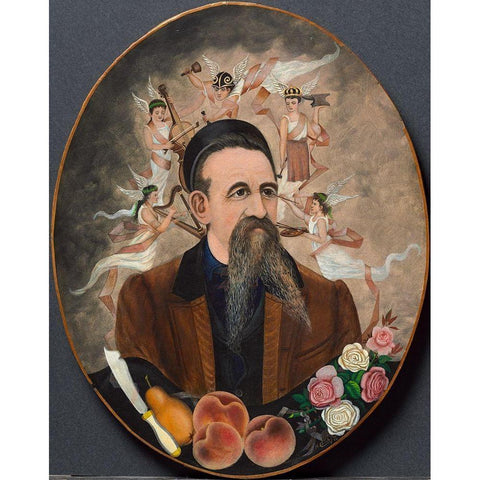 Self Portrait with Five Muses Gold Ornate Wood Framed Art Print with Double Matting by Church, Henry
