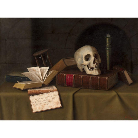 Memento Mori To This Favour Gold Ornate Wood Framed Art Print with Double Matting by Harnett, William Michael