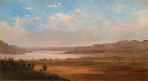 View of Lake Pepin Minnesota White Modern Wood Framed Art Print with Double Matting by Duncanson, Robert S