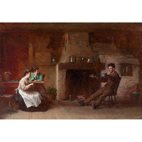 Winding Yarn Interior of a Nantucket Kitchen Gold Ornate Wood Framed Art Print with Double Matting by Johnson, Eastman