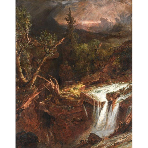 The Clove  A Storm Scene in the Catskill Mountains Black Modern Wood Framed Art Print with Double Matting by Cropsey, Jasper F