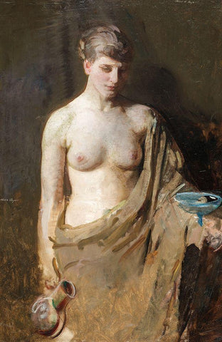 Hebe White Modern Wood Framed Art Print with Double Matting by Thayer, Abbott Handerson