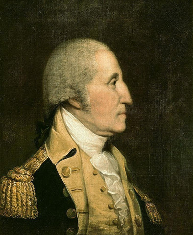 George Washington White Modern Wood Framed Art Print with Double Matting by America 18th Century
