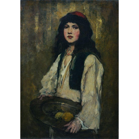 The Venetian Girl Black Modern Wood Framed Art Print by Duveneck, Frank