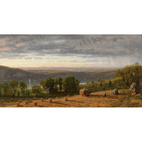 Landscape with Haywain Gold Ornate Wood Framed Art Print with Double Matting by Whittredge, Worthington