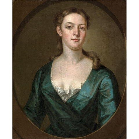 Portrait of a Woman Gold Ornate Wood Framed Art Print with Double Matting by Smibert, John