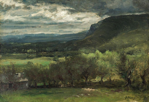 Montclair New Jersey White Modern Wood Framed Art Print with Double Matting by Inness, George