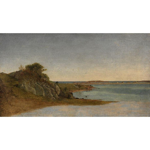 View near Newport White Modern Wood Framed Art Print by Kensett, John Frederick