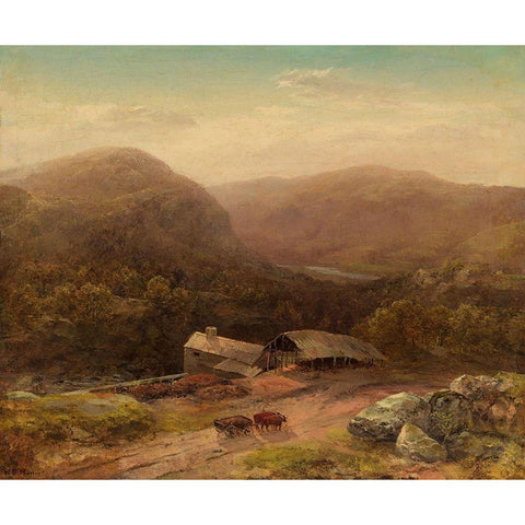 In the Housatonic Valley Gold Ornate Wood Framed Art Print with Double Matting by Martin, Homer Dodge