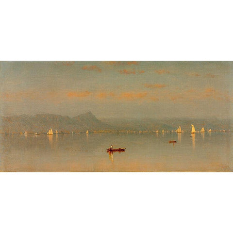 Haverstraw Bay Gold Ornate Wood Framed Art Print with Double Matting by Gifford, Sanford Robinson