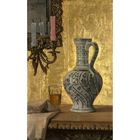 Pitcher and a Glass on a Table Black Modern Wood Framed Art Print with Double Matting by Bacher, Otto H