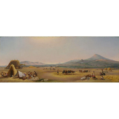 Harvest on the Roman Campagna White Modern Wood Framed Art Print by Chapman, John Gadsby