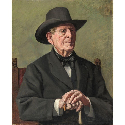 Portrait of an Old Sea Captain White Modern Wood Framed Art Print by Isham, Samuel