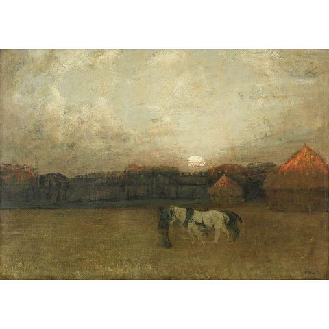 The Stubble Field Black Modern Wood Framed Art Print by Dearth, Henry Golden