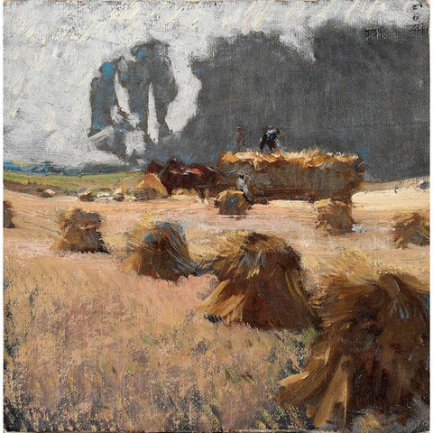 Harvest Time White Modern Wood Framed Art Print by Keller, Henry