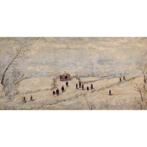 Snow Scene Black Modern Wood Framed Art Print by Case, Frank E