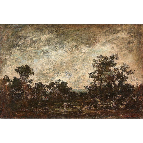 Indian Camp Black Modern Wood Framed Art Print with Double Matting by Blakelock, Ralph A