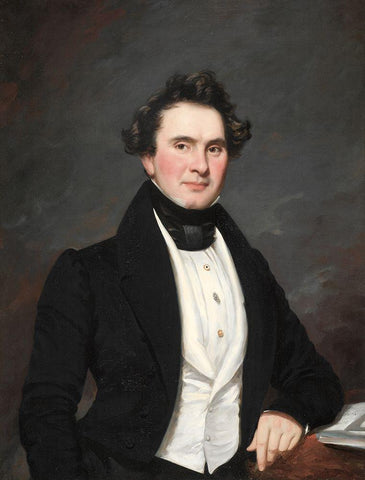 Portrait of a Man White Modern Wood Framed Art Print with Double Matting by Waldo, Samuel Lovett