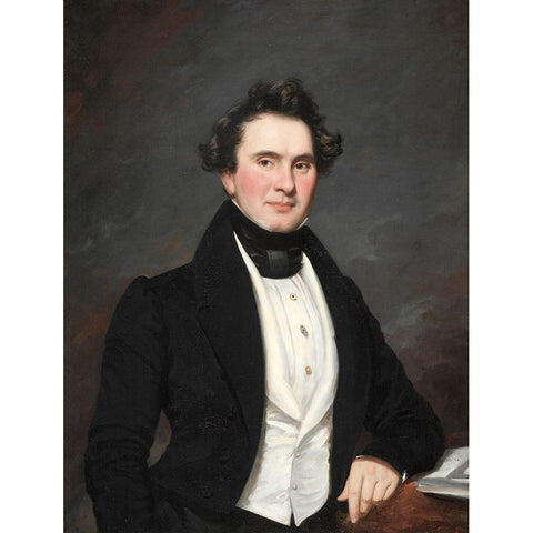 Portrait of a Man Black Modern Wood Framed Art Print with Double Matting by Waldo, Samuel Lovett