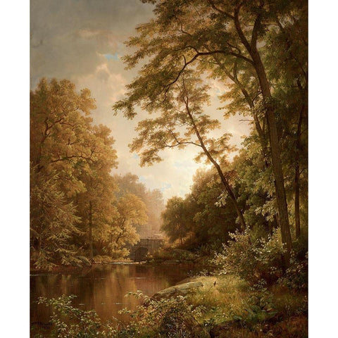 June Day White Modern Wood Framed Art Print by Richards, William Trost
