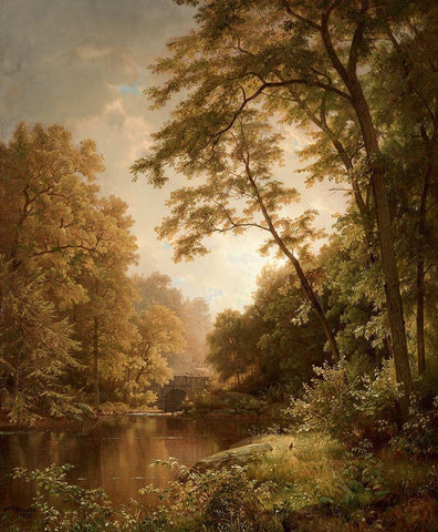 June Day Black Ornate Wood Framed Art Print with Double Matting by Richards, William Trost