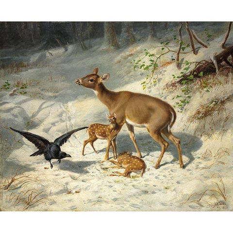 Maternal Solicitude Black Modern Wood Framed Art Print with Double Matting by Tait, Arthur Fitzwilliam