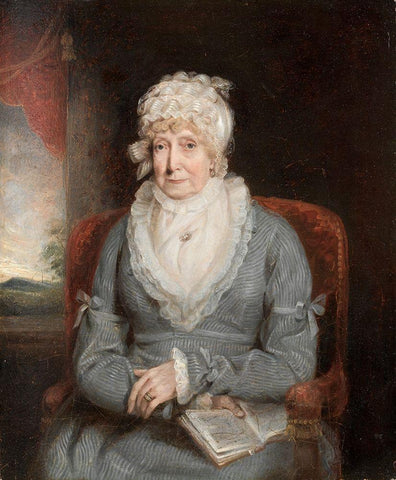 Portrait of a Woman Mrs Ann Hivlyn White Modern Wood Framed Art Print with Double Matting by America or England, 19th Century