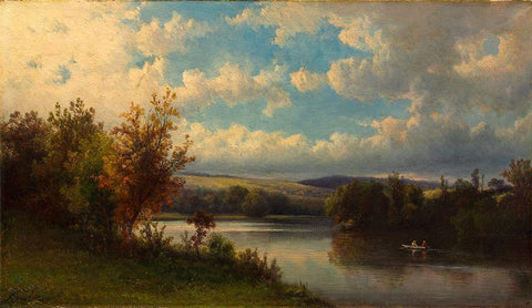 Landscape near Granby Connecticut Black Ornate Wood Framed Art Print with Double Matting by Kruseman van Elten, Hendrik Dirk