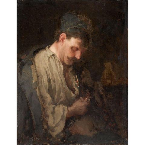 Portrait of a Man Gold Ornate Wood Framed Art Print with Double Matting by Bohm, Max
