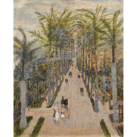 The Palm Alley White Modern Wood Framed Art Print by Case, Frank E