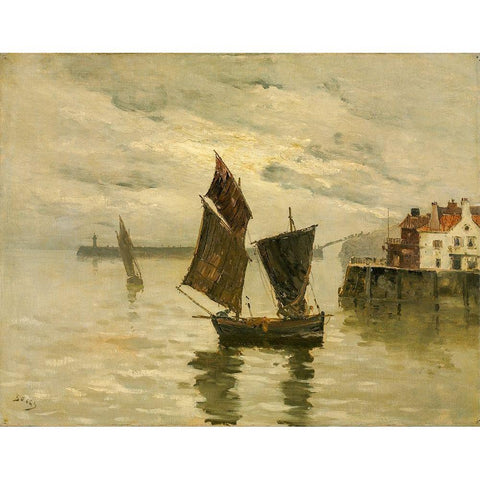 Harbor Scene White Modern Wood Framed Art Print by Boggs, Frank