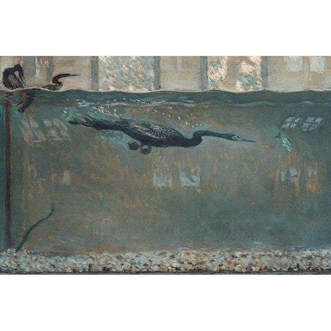 Diving Cormorant Gold Ornate Wood Framed Art Print with Double Matting by Bacher, Otto H