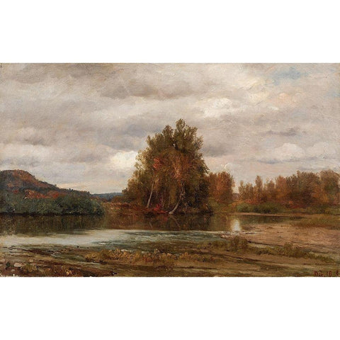 Gray Day on the Esopus Gold Ornate Wood Framed Art Print with Double Matting by Cropsey, Jasper F