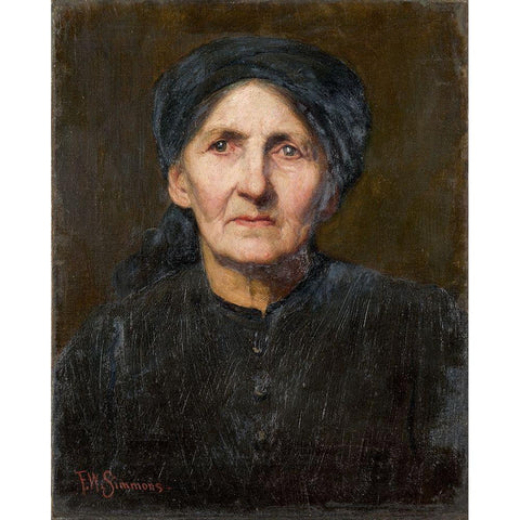 Old Peasant Black Modern Wood Framed Art Print with Double Matting by Simmons, Freeman Willis