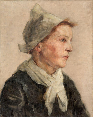 Head of a Woman Black Ornate Wood Framed Art Print with Double Matting by Gottwald, Frederick
