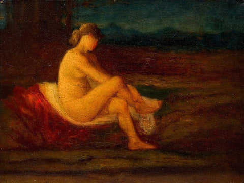 A Bather White Modern Wood Framed Art Print with Double Matting by Newman, Robert Loftin
