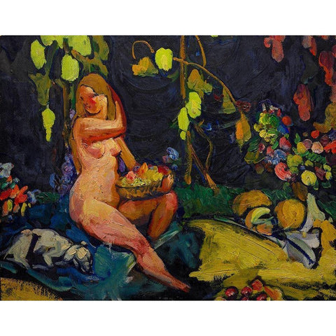 Nude Black Modern Wood Framed Art Print with Double Matting by Keller, Henry