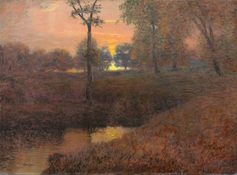 Evening White Modern Wood Framed Art Print with Double Matting by Howard, Hugh Huntington