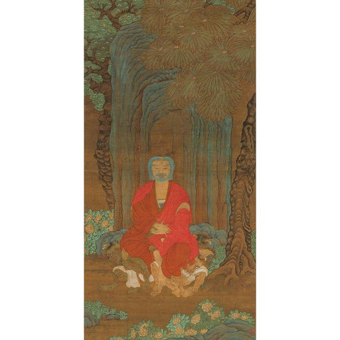 Shakyamuni under the Bodhi Tree Black Modern Wood Framed Art Print with Double Matting by dynasty, China Ming