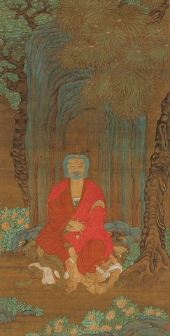 Shakyamuni under the Bodhi Tree Black Ornate Wood Framed Art Print with Double Matting by dynasty, China Ming