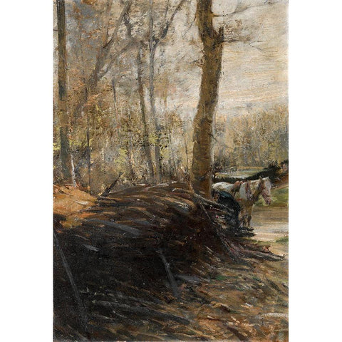 Woods Scene Black Modern Wood Framed Art Print by Keller, Henry